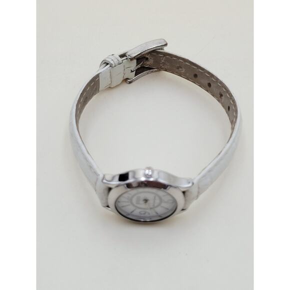 Ecclissi 23650 Women\'s Sterling Silver Quartz Wristwatch White Croc Leather